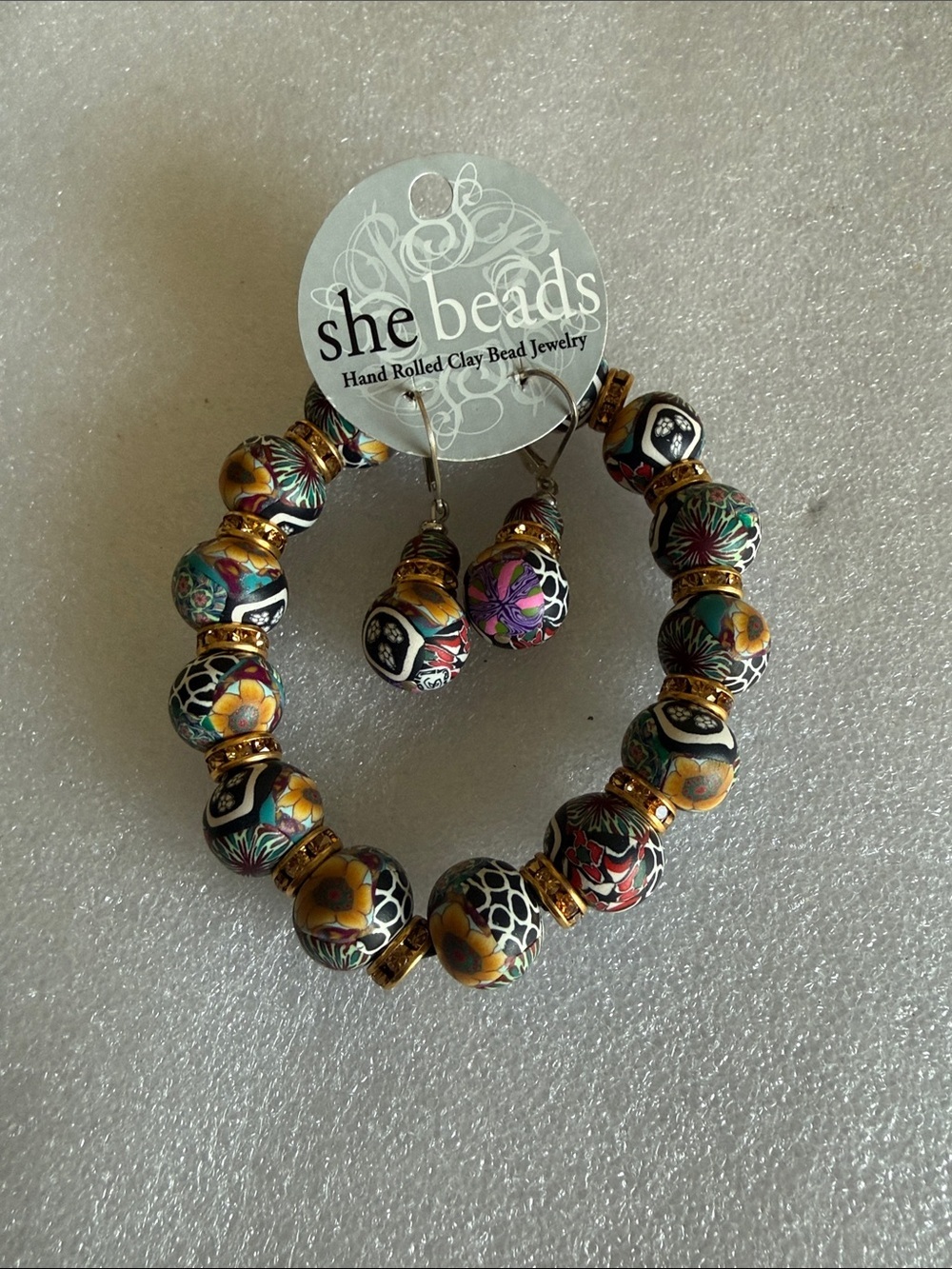 She Beads Intentional Bead by Sandy Rueve Hand Rolled Clay Beaded Jewelry Set